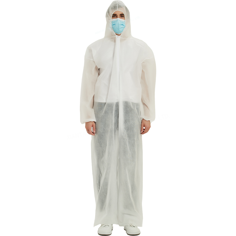  防護(hù)服 連帽不連腳 PP 單拉鏈 白